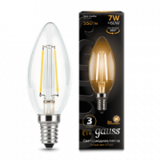 Лампа Gauss Filament Свеча 7W 550lm 2700К Е14 LED 1/10/50