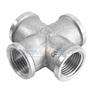 Крестовина латунная резьбовая равнопроходная STOUT (ВР) - 3/4" (никелированная)