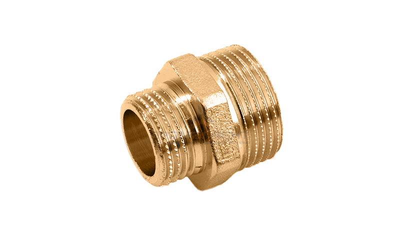 Ниппель латунный резьбовой переходной STOUT - 3/8