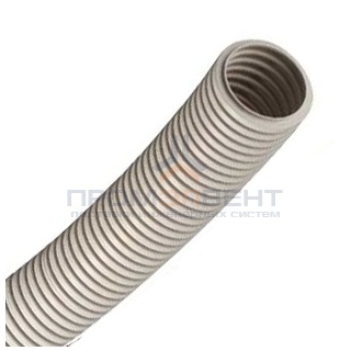 Труба ПВХ гибкая гофр. д.40мм, лёгкая с протяжкой, цвет серый [бухта 50м]